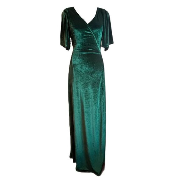 Baltic Born Dresses & Skirts - NWT - Baltic Born - Megan Velvet Wrap Maxi Dress in Emerald
